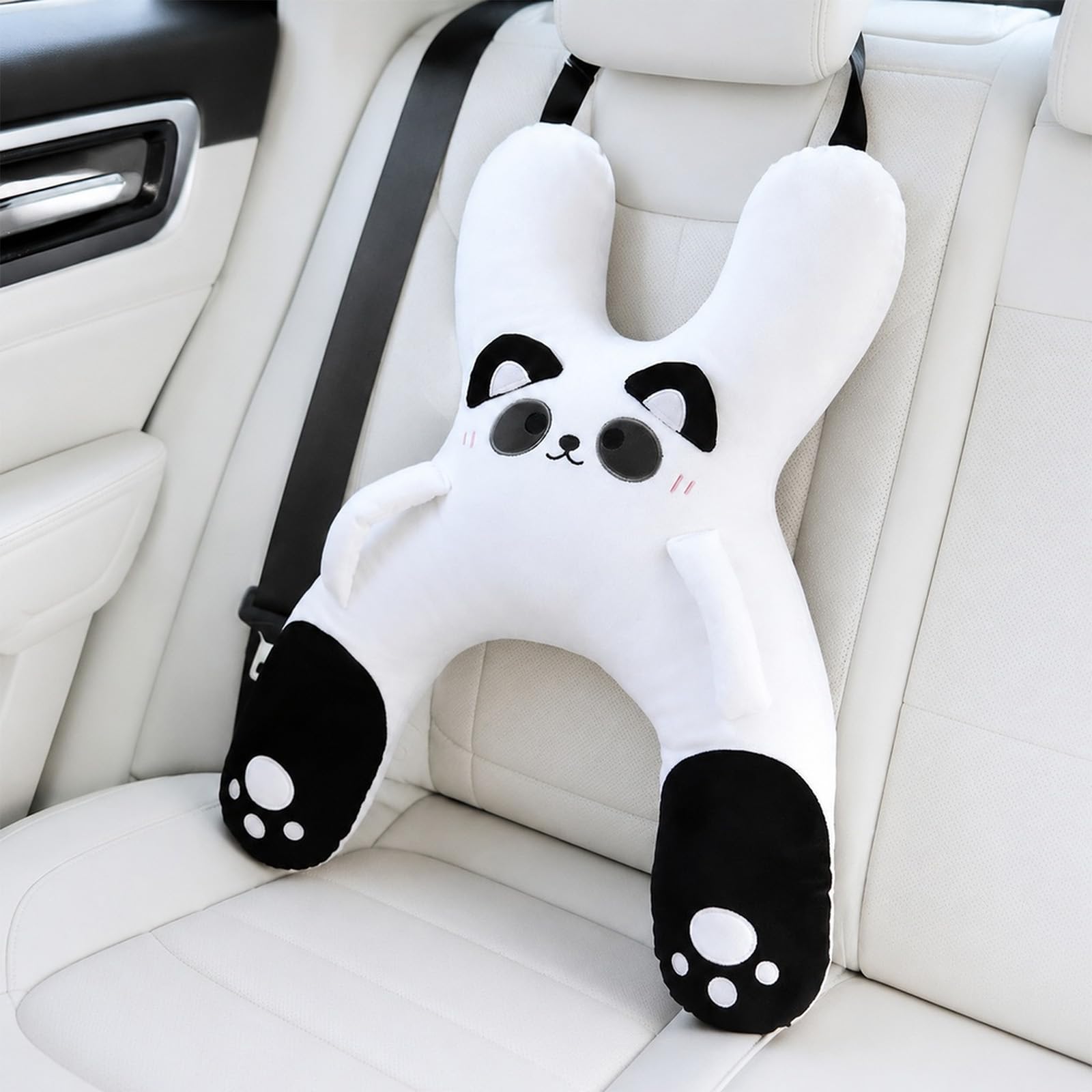 Coussin de voyage SnuggleBun panda sur siège auto